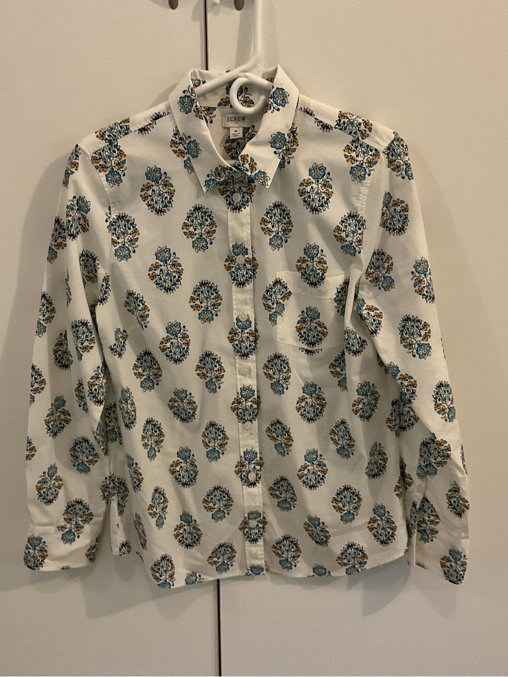 J. Crew Button-Down Shirt with Blue and Yellow Floral Print